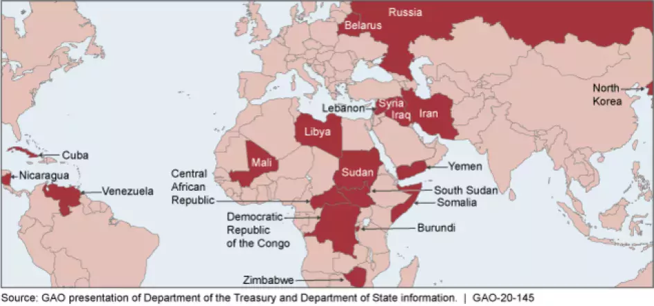 The Growing Use Of Economic Sanctions U S GAO   Economic Sanctions Map .webp